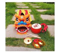 ELJHY Lion Dance Costume 14 Inch Drum Cymbal Gong Dragon Lion Dance Costume for Kids Age 5-12 Party Performance for Girls