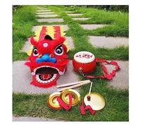 ELJHY Lion Dance Costume 14 Inch Drum Cymbal Gong Dragon Lion Dance Costume for Kids Age 5-12 Party Performance for Girls