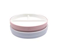 Elk and Friends Kids 6.7” Porcelain White Divided Plates with Silicone Sleeves | Suitable for Babies/Toddlers | Microwave & Dishwasher Safe | Non Slip Dinnerware | Snack Dishes | 2 Pack
