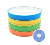 Elk and Friends Kids 6.7” Porcelain White Divided Plates with Silicone Suction Sleeves | Suitable for Babies/Toddlers | Microwave & Dishwasher Safe | Stay Put Dinnerware | Snack Dishes | 4 Pack