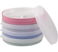 Elk and Friends Kids 7.8” Porcelain White Divided Plates with Silicone Sleeves + Lids | Suitable for Babies/Toddlers | Microwave & Dishwasher Safe | Non Slip Dinnerware | Snack Dishes | 4 Pack