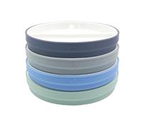 Elk and Friends Kids 7.8” Porcelain White Divided Plates with Silicone Sleeves | Suitable for Babies/Toddlers | Microwave & Dishwasher Safe | Non Slip Dinnerware | Snack Dishes | 4 Pack