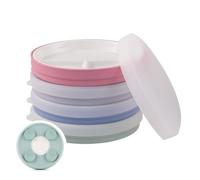 Elk and Friends Kids 7.8” Porcelain White Divided Plates with Silicone Suction Sleeves + Lids | Suitable for Babies/Toddlers | Microwave & Dishwasher Safe | Stay Put Dinnerware | Snack Dishes | 4 Pack