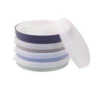 Elk and Friends Kids 7.8” Porcelain White Plates with Silicone Sleeves + Lids | Suitable for Babies/Toddlers | Microwave & Dishwasher Safe | Non Slip Dinnerware | Snack Dishes | 4 Pack