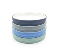 Elk and Friends Kids 7.8” Porcelain White Plates with Silicone Sleeves | Suitable for Babies/Toddlers | Microwave & Dishwasher Safe | Non Slip Dinnerware | Snack Dishes | 4 Pack