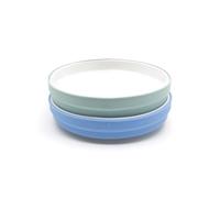 Elk and Friends Kids 7.8” Porcelain White Plates with Silicone Sleeves | Suitable for Babies/Toddlers | Microwave & Dishwasher Safe | Non Slip Dinnerware | Snack Dishes | 2 Pack