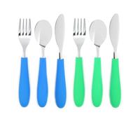 Elk and Friends Kids Silverware with Silicone Handle | Childrens Safe Flatware | Kids Utensils | Spoon + Fork + Knife Set | 4 Years+ | 6 Pieces