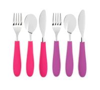 Elk and Friends Kids Silverware with Silicone Handle | Childrens Safe Flatware | Spoon + Fork + Knife Utensil Set | 4 Years+ | Stainless Steel Cutlery | Dishwasher Safe | 6 Pieces