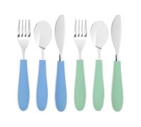 Elk and Friends Kids Silverware with Silicone Handle | Childrens Safe Flatware | Spoon + Fork + Knife Utensil Set | 4 Years+ | Stainless Steel Cutlery | Dishwasher Safe | 6 Pieces