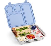 Elk and Friends Kids Stainless Steel Bento Box with Silicone Lid | Leak-proof | Toddler Lunch Container | 4 Compartments | Dishwasher Safe