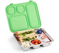 Elk and Friends Kids Stainless Steel Bento Box with Silicone Lid | Leak-proof | Toddler Lunch Container | 4 Compartments | Dishwasher Safe