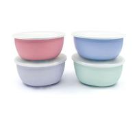 Elk and Friends Kids Stainless Steel Bowls with Silicone Sleeves + Lids | Suitable for Babies/Toddlers | Dishwasher Safe | Non Slip Dinnerware | Snack Dishes | 4 Pack