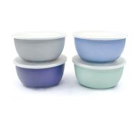 Elk and Friends Kids Stainless Steel Bowls with Silicone Sleeves + Lids | Suitable for Babies/Toddlers | Dishwasher Safe | Non Slip Dinnerware | Snack Dishes | 4 Pack