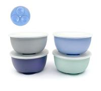 Elk and Friends Kids Stainless Steel Bowls with Silicone Suction Sleeves + Lids| Suitable for Babies/Toddlers | Dishwasher Safe | Stay Put Dinnerware | Snack Dishes | 4 Pack