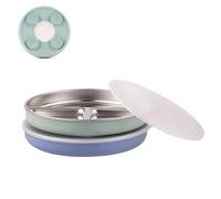 Elk and Friends Kids Stainless Steel Divided Plates with Silicone Suction Sleeves + Lid | Suitable for Babies/Toddlers | Dishwasher Safe | Stay Put Dinnerware | Snack Dishes | 2 Pack