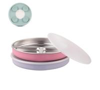 Elk and Friends Kids Stainless Steel Divided Plates with Silicone Suction Sleeves + Lid | Suitable for Babies/Toddlers | Dishwasher Safe | Stay Put Dinnerware | Snack Dishes | 2 Pack