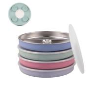 Elk and Friends Kids Stainless Steel Divided Plates with Silicone Suction Sleeves + Lid | Suitable for Babies/Toddlers | Dishwasher Safe | Stay Put Dinnerware | Snack Dishes | 4 Pack