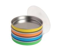Elk and Friends Kids Stainless Steel Plates with Silicone Sleeves + Lid| Suitable for Babies/Toddlers | Dishwasher Safe | Non Slip Dinnerware | Snack Dishes | 4 Pack