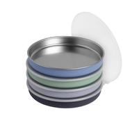 Elk and Friends Kids Stainless Steel Plates with Silicone Sleeves + Lid| Suitable for Babies/Toddlers | Dishwasher Safe | Non Slip Dinnerware | Snack Dishes | 4 Pack