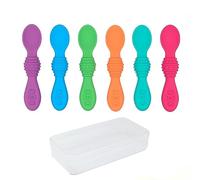 Elk and Friends Silicone Baby Spoons | Travel Case Included | First Stage Infant Toddler Spoon | Baby Led Weaning Stage | Dishwasher Safe | 6 Pieces