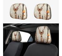 Elk Are In The Woods Head Rest Cover Car Accessories, 2 Pcs Car Seat Headrest Cover, Washable Headrest Protector Universal Fit To All Car Suvs Truck Van Vehicles Auto