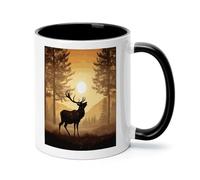 Elk Artwork Ceramic Coffee Mug with Handle 11 Ounces, Porcelain Mug Coffee Cup Tea Mug Water Cup Ideal for Coffee,Tea,Latte,Cappuccino,Microwave & Dishwasher Safe Unique Gift Cup
