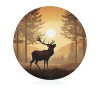 Elk Artwork Cutting Board for Restaurant, Tempered Glass Chopping Board for Kitchen, Round Board for Countertop, Non-Slip Vegetable Cutting Boards for Hotel, 7.9 In