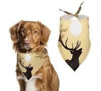 Elk Artwork Dog Bandana Triangle Pet Bandanas Adjustable Pet Scarf Breathable Comfort Dog Scarf Cute Soft Puppy Scarfs Washable Daily Handkerchief Cats Scarves