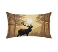 Elk Artwork Pillow Cases for Sofa, Super Soft Plush Pillow Cover with Zipper, Luxury Cozy Pillow Shams for All Seasons, Lightweight Pillowcases for Bedroom, 12" X 20"