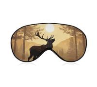 Elk Artwork Sleep Mask for Women Men, Soft Eye Mask with Adjustable Strap for Sleeping, Light Blocking Travel Blindfold for Nap Comfortable Eye Cover for Home Office