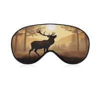 Elk Artwork Sleep Mask Light Blocking Eye Cover Polyester Eye Mask with Elastic Strap Blindfold for Side Sleeper Sleeping Masks Face Hugging for Women Men Travel