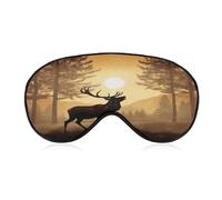Elk Artwork Sleep Mask Personality Eye Sleep Shade Cover Comfortable Breathable Sleeping Blindfold Soft Comfortable Night Eye Cover Adjustable Band Eye Mask for Men Women