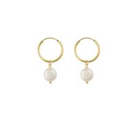 Elk & Bloom Chunky 18K Gold Freshwater Pearl Hoops - Gold - Yes please