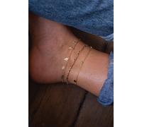 Elk & Bloom Delicate 14K Gold Leaf Anklet Gold One Size