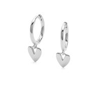 Elk & Bloom Sterling Silver Love Heart Hoop Earrings - Silver - Yes please - Silver