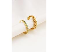 Elk & Bloom Women's 14K Dainty Gold Green Zirconia Ring Elk & Bloom Gold One Size