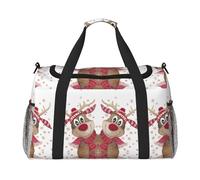 Elk Christmas House Travel Duffel Bag for Women Men,Print Polyester Tote Hand Luggage Bag with Shoulder Strap