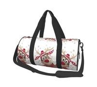 Elk Christmas House Travel Duffel Bag for Women Men,Print Polyester Tote Round Luggage Bag with Shoulder Strap