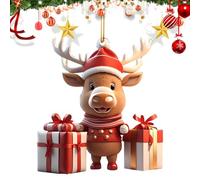 Elk Christmas Ornament Cute 2D Elk Christmas Hanging Pendant Acrylic ChristmasTree Hanging Decorations Xmas Car Hanging Ornament ChristmasTree Decorations Set Funny Xmas Ornaments