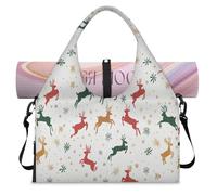 Elk Deer Snowflake Sports Duffle Bag with Shoe Compartment Weekend Overnight Bags Tote Cabin Luggage Bag for Gym Yoga Travel