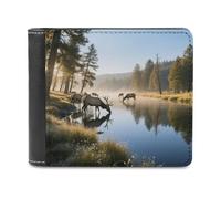 Elk Drinking Water by The River Bifold Wallet for Men & Women,Small Wallets Secure And Durable,Front Pocket Wallet for Gift