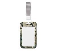 Elk-Forest-Flowers Abs Vertical Id Badge Holder, Name Badge with Clear Scanning Film