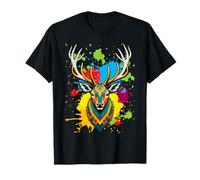 Elk Head/Face Artistic Illustration Graphic T-Shirt