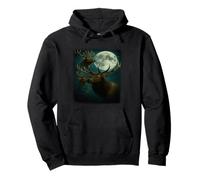 Elk Howling at the Moon - Funny Elk Hunting man women kids Pullover Hoodie