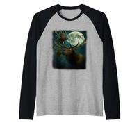 Elk Howling at the Moon - Funny Elk Hunting man women kids Raglan Baseball Tee