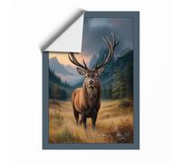 Elk in Mountain Meadow Rustic Unframed Wall Art Print A1 (84.1×59.4cm), Wall Decor for Living Room, Bedroom, Office & Home, Art Gift