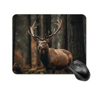 Elk in The Grove Mouse-Pad Square Mousepad with Non-Slip Rubber Base Gaming MouseMat Waterproof Funny Mousepad Washable Computer MousePads for Laptop Office Home Working 20 * 25cm