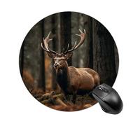 Elk in The Grove Mouse Pad with Non-Slip Rubber Base,Small Round Mousepad 7.8" Diameter,Mouse Mat for Computers, Laptop, Gaming, Office & Home