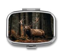 Elk in The Grove Pill Box Medicine Pill Organizer Small Pill Case Travel Pill Container Portable Pill Case for Pocket 2 Compartment Pill Holder Pill Boxes for Travel