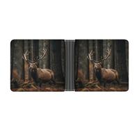 Elk in The Grove Wallet Bifold Passcase Slim Wallet Leather Compact Credit Card Holder Front Pocket Cash Purse